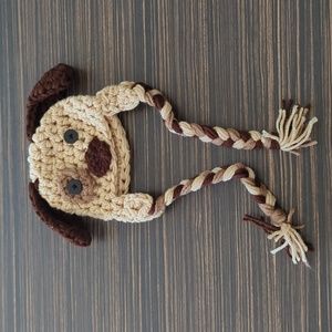 Newborn knitted dog hat - perfect for photoshoots